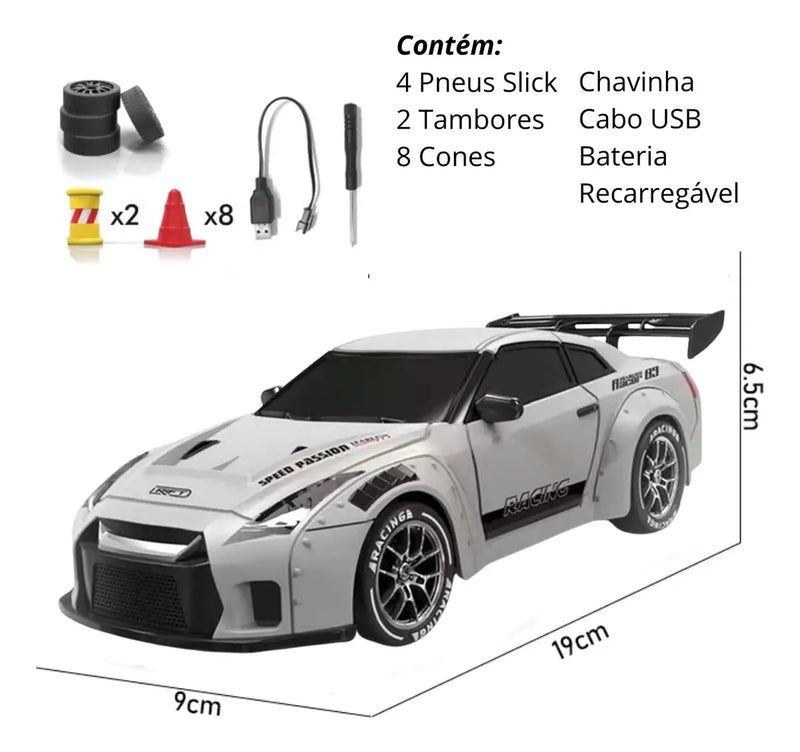 Carrinho Controle Remoto Drift Bateria Recarregavel 4x4 Nissan Gtr